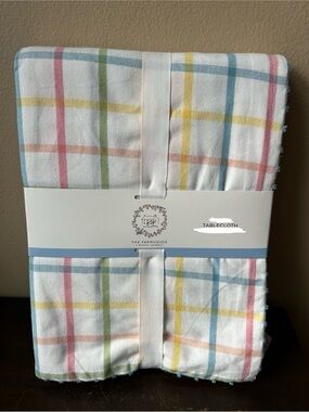 Rachel Ashwell Tablecloth New Easter Plaid Pastel Spring 60”x84” Oblong